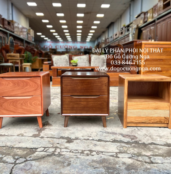 Tủ táp đầu giường gỗ hương xám hiện đại