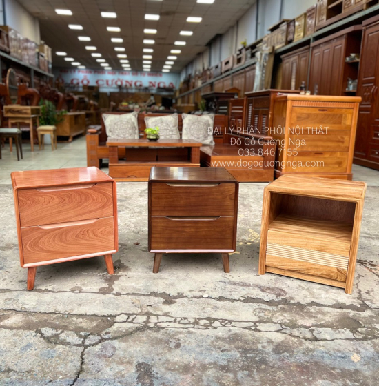 Tủ táp đầu giường gỗ hương xám hiện đại