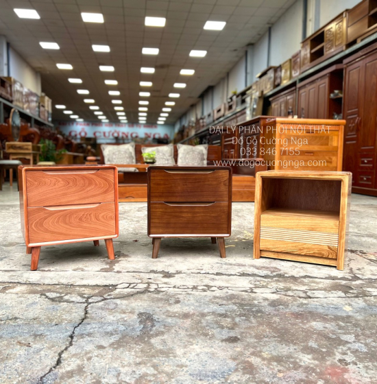 Tủ táp đầu giường gỗ hương xám hiện đại