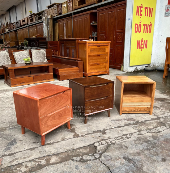 Tủ táp đầu giường gỗ hương xám hiện đại