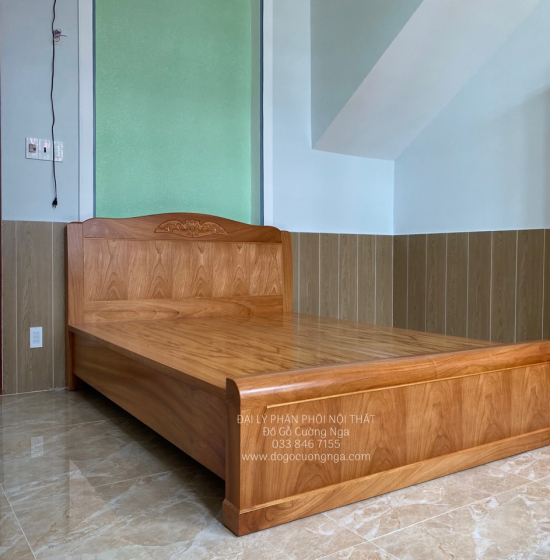 Giường gỗ gõ đỏ hiện đại mẫu hoa dây - phản liền 