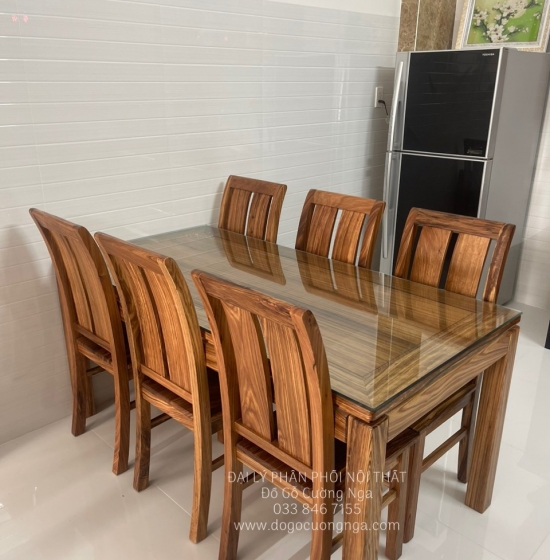 Bộ bàn ăn gỗ Hương Xám 1m6 - 6 ghế hiện đại BG 020