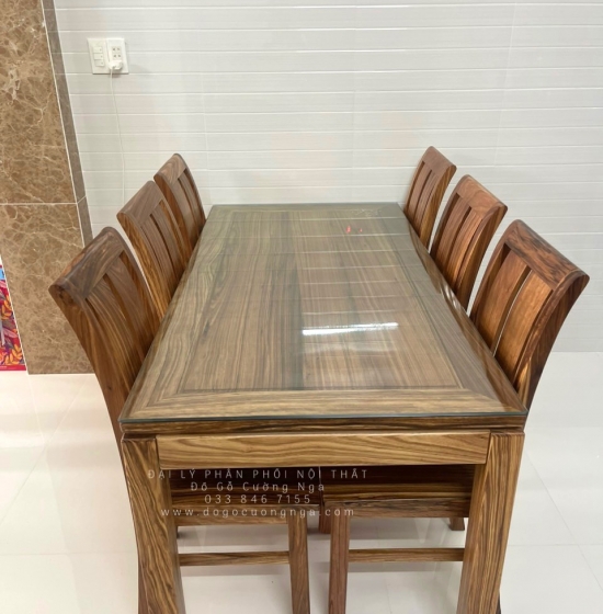 Bộ bàn ăn gỗ Hương Xám 1m6 - 6 ghế hiện đại BG 020