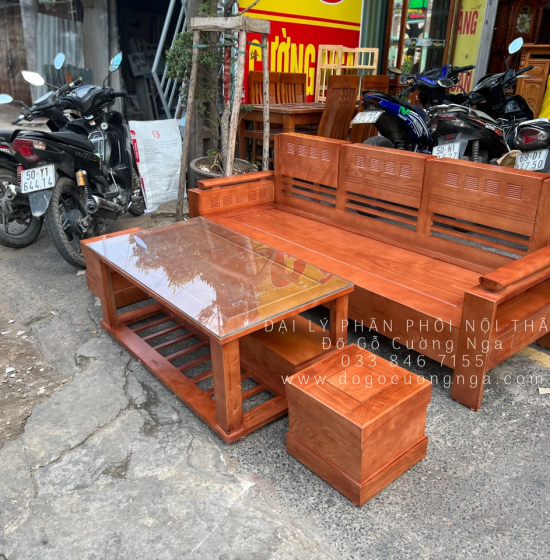 Ghế Sofa Gỗ Sồi Nga Văng Trứng Nhỏ Gọn Màu Xoan 