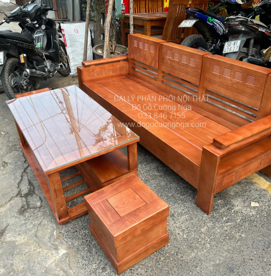 Ghế Sofa Gỗ Sồi Nga Văng Trứng Nhỏ Gọn Màu Xoan 