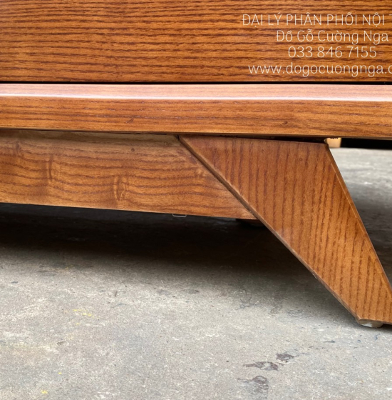 Kệ Tivi Gỗ Sồi Nga Chân Vát Lau Màu Óc Chó KG 16.4