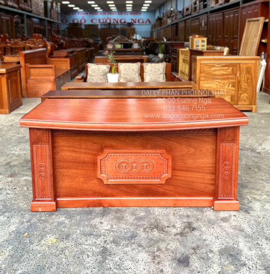 Bàn Ghế Làm Việc Gỗ Xoan Đào 1m6 Cao Cấp GĐ 21.15