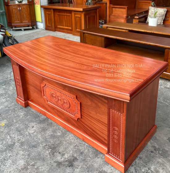 Bàn Ghế Làm Việc Gỗ Xoan Đào 1m6 Cao Cấp GĐ 21.15