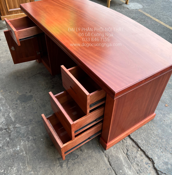 Bàn Ghế Làm Việc Gỗ Xoan Đào 1m6 Cao Cấp GĐ 21.15