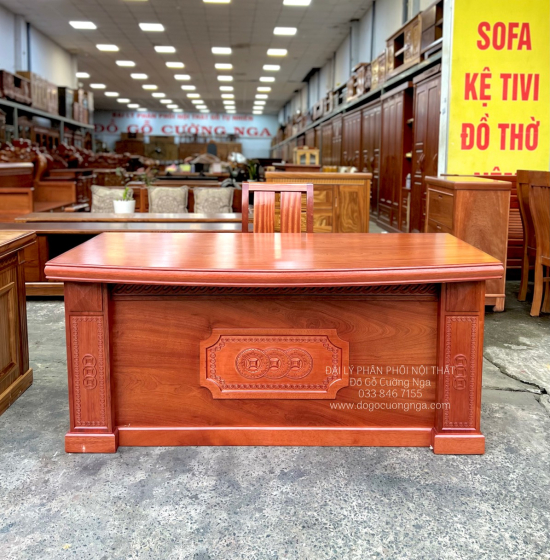 Bàn Ghế Làm Việc Gỗ Xoan Đào 1m6 Cao Cấp GĐ 21.15