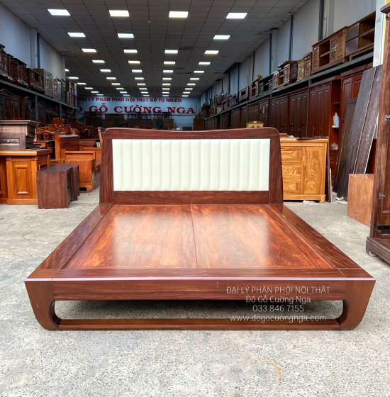 Giường Ngủ Kiểu Nhật Chân Quỳ Bọc Nệm Gỗ Cẩm Đẹp Sang Trọng 