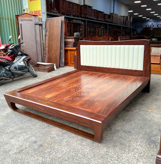 Giường Ngủ Kiểu Nhật Chân Quỳ Bọc Nệm Gỗ Cẩm Đẹp Sang Trọng 