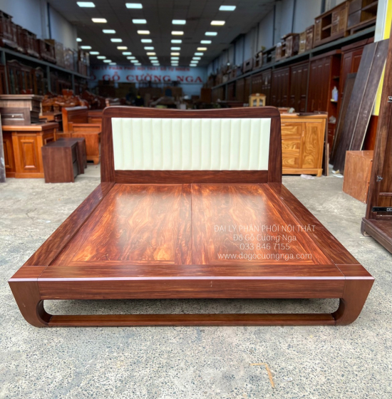 Giường Ngủ Kiểu Nhật Chân Quỳ Bọc Nệm Gỗ Cẩm Đẹp Sang Trọng 
