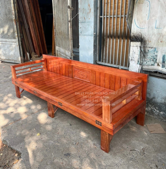 Giường Gấp Thành Ghế Gỗ Sồi 1m2x1m9 Màu Xoan Đẹp 