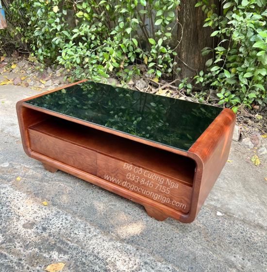 Bàn Trà Gỗ Sồi Nga Màu Óc Chó Hiện Đại - Bàn Boom