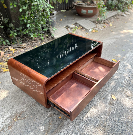 Bàn Trà Gỗ Sồi Nga Màu Óc Chó Hiện Đại - Bàn Boom