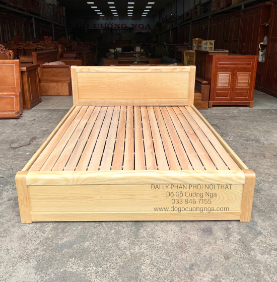 Giường Ngủ Gỗ Sồi Nga 1m6x2m Vạt Lan Giá Rẻ Đẹp