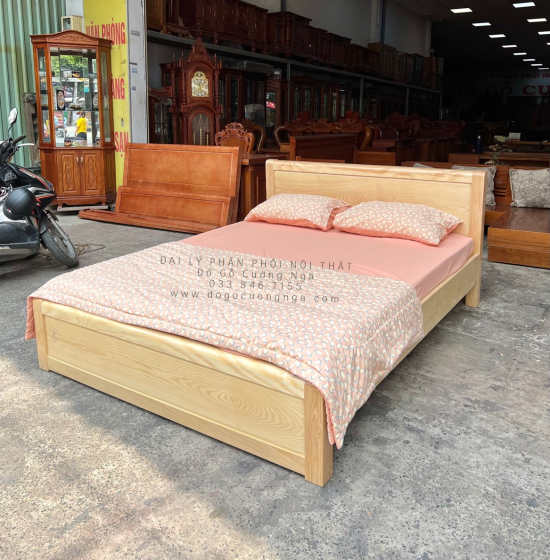 Giường Ngủ Gỗ Sồi Nga 1m6x2m Vạt Lan Giá Rẻ Đẹp