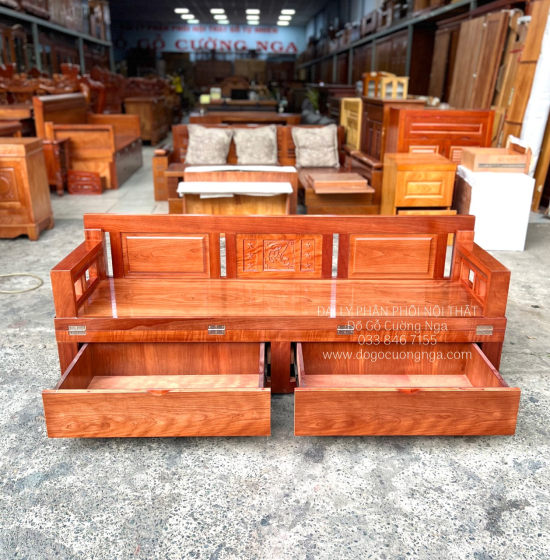 Giường Gấp Gỗ Xoan Đào 2 Ngăn Kéo Hiện Đại - Mặt Liền 