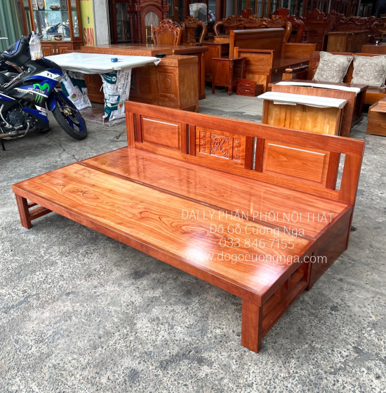 Giường Gấp Gỗ Xoan Đào 2 Ngăn Kéo Hiện Đại - Mặt Liền 