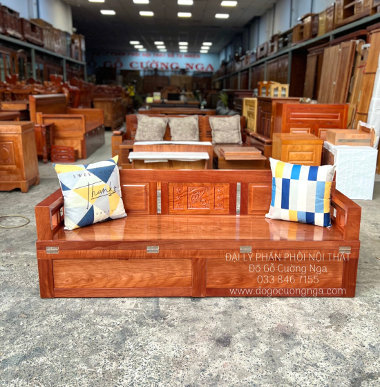 Giường Gấp Gỗ Xoan Đào 2 Ngăn Kéo Hiện Đại - Mặt Liền 