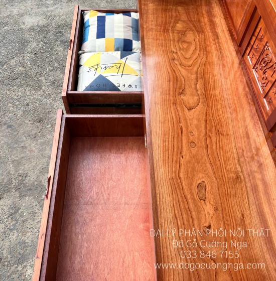 Giường Gấp Gỗ Xoan Đào 2 Ngăn Kéo Hiện Đại - Mặt Liền 