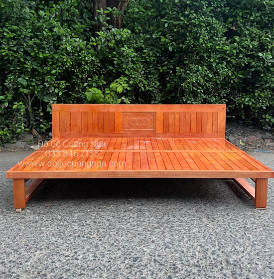 Giường Gấp Gỗ Sồi 1m6x2m Màu Cánh Gián Bền Đẹp 