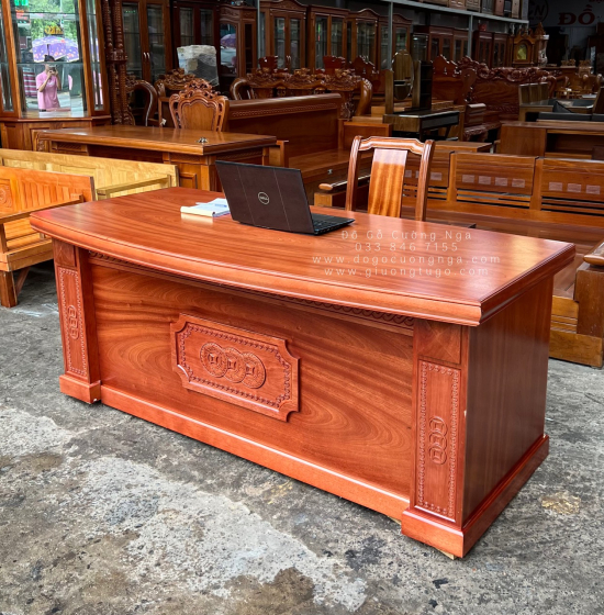 Bàn Ghế Làm Việc Giám Đốc 1m8 Gỗ Xoan Đào GĐ 21.1