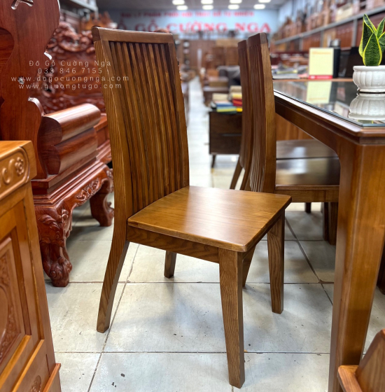 Bàn Ăn Gỗ Sồi Màu Óc Chó 6 Ghế Kết Hợp Mặt Đá Sang Trọng BG 11-2