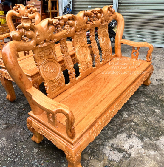 Ghế Salon Gỗ Gõ Đỏ Tay 10 - 6 Món Cao Cấp 