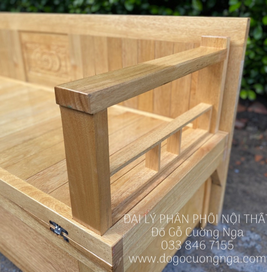 Giường Gấp Gỗ Sồi Ngăn Kéo Bản Lề Âm - Chân Cao 40cm 