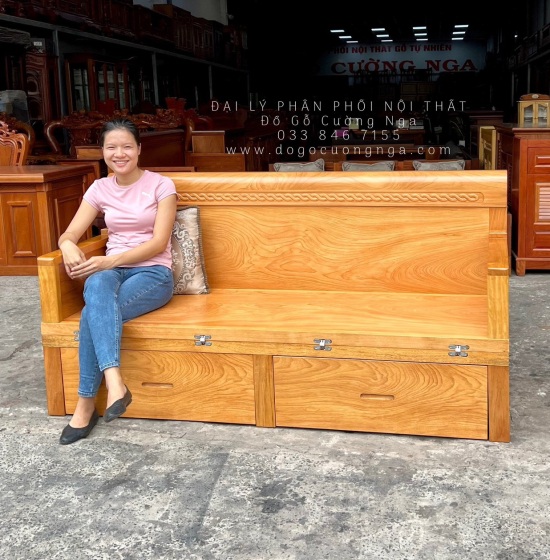 Giường Gấp Gỗ Gõ Đỏ 2 Ngăn Kéo 1m4x2m Giá Rẻ 