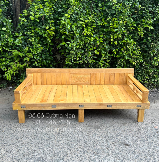 Giường Gấp Gỗ Sồi Kèm Bàn Trà Mặt Đá Hiện Đại Giá Rẻ 