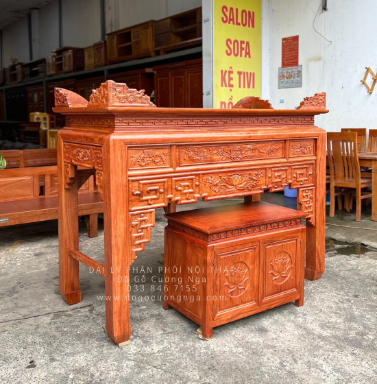 Bộ Bàn Thờ Gỗ Hương Đá 1nm53 Cao Cấp Trạm Sen