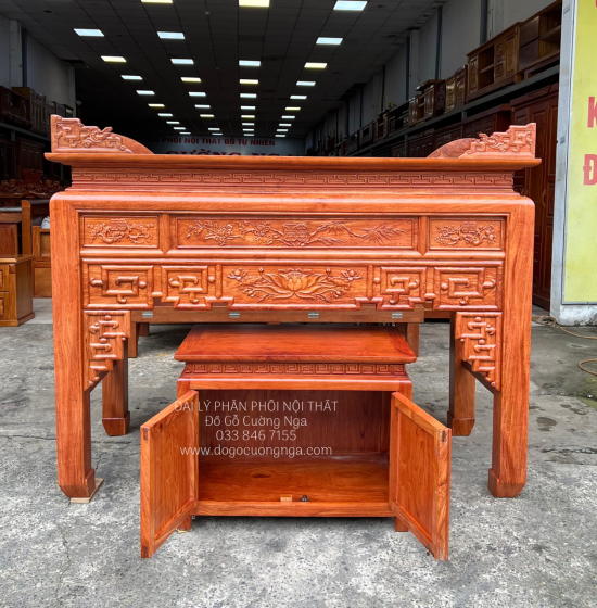 Bộ Bàn Thờ Gỗ Hương Đá 1nm53 Cao Cấp Trạm Sen