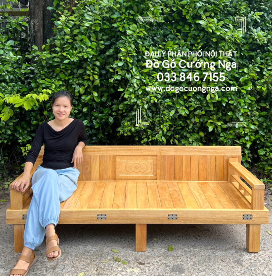 Ghế Giường Gấp Đa Năng Gỗ Sồi 1m4x1m9 Màu Tự Nhiên Giá Rẻ 