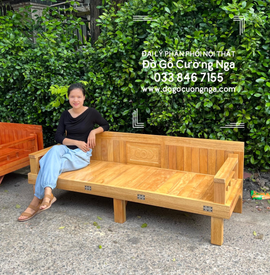 Ghế Giường Gấp Đa Năng Gỗ Sồi 1m4x1m9 Màu Tự Nhiên Giá Rẻ 