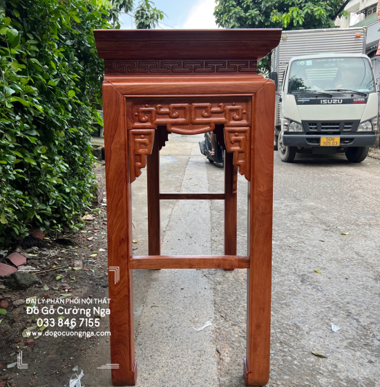 Bàn Thờ Gỗ Hương Đá Trạm Sen 1m27 Hiện Đại