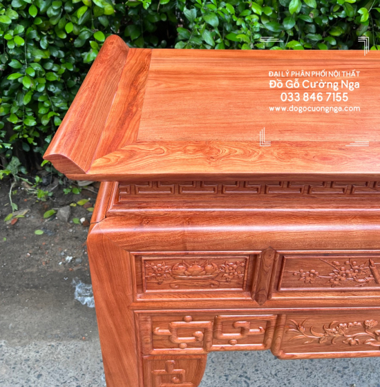 Bàn Thờ Gỗ Hương Đá Trạm Sen 1m27 Hiện Đại