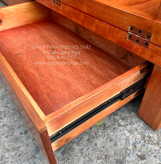 Ghế Giường Gỗ Sồi 2 Ngăn Kéo 1m4x1m9 Màu Cánh Gián Đẹp Giá Rẻ 