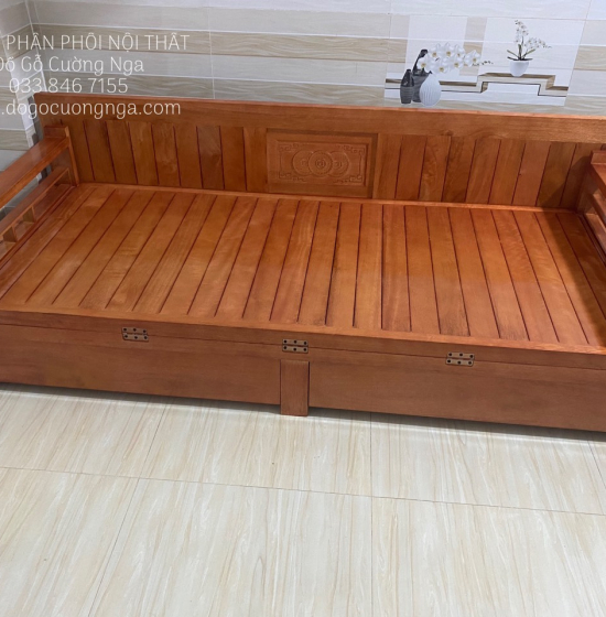 Giường Gấp Gỗ Sồi 2 Ngăn Kéo 1m6x2m - Màu Xoan Giá Rẻ 