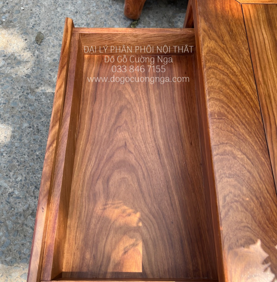 Sofa Gỗ Hương Vàng Hiện Đại 2m8x1m8 Chân Choãi 