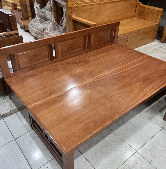 Giường Gấp Gỗ Xoan Đào Hiện 2 Ngăn Kéo Tựa Trơn 