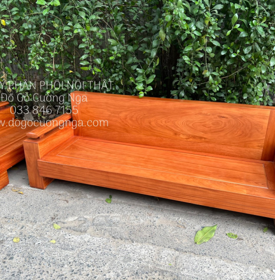 Bộ Sofa Gỗ Gõ Đỏ 2m1x1m65 - Tay Trứng Hiện Đại