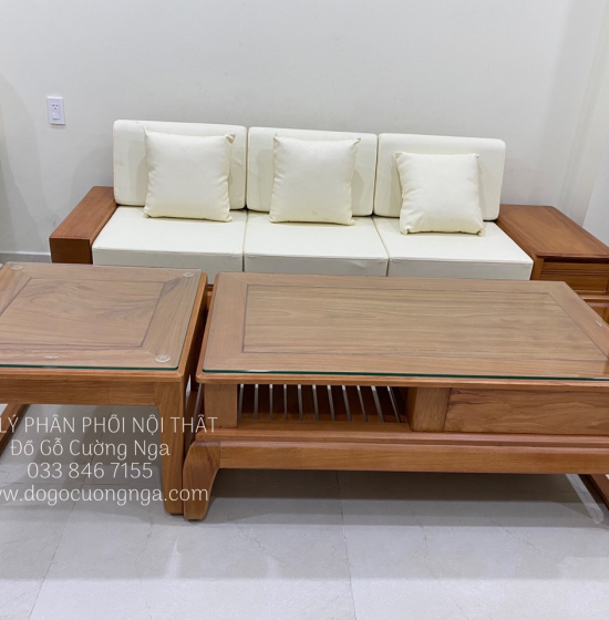 Sofa Gỗ Gõ Đỏ Một Văng Chân Choãi Kèm Nệm Cao Cấp 