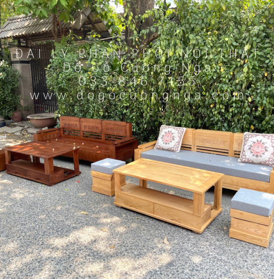 Sofa Gỗ Sồi Nga Nhỏ Gọn Chung Cư Nhà Phố 
