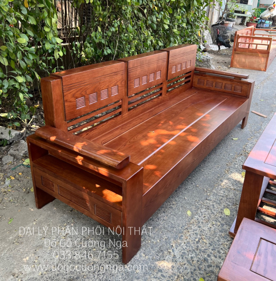 Sofa Gỗ Sồi Nga Nhỏ Gọn Đơn Giản Cho Chung Cư 
