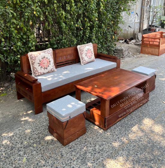 Sofa Gỗ Sồi Nga Nhỏ Gọn Chung Cư Nhà Phố 