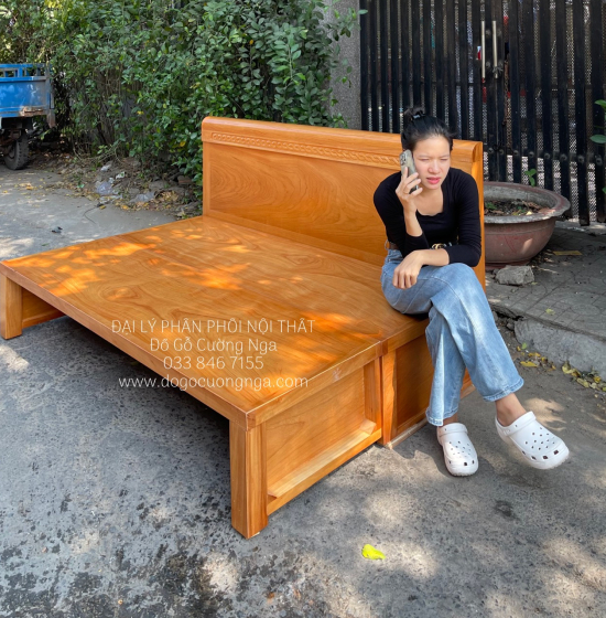 Giường Gấp Gỗ Gõ Đỏ 2 Ngăn Kéo 1m4x2m Giá Rẻ 