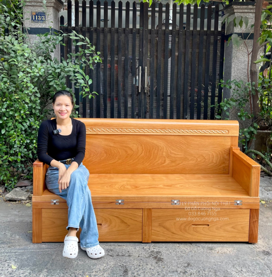 Giường Gấp Gỗ Gõ Đỏ 2 Ngăn Kéo 1m4x2m Giá Rẻ 